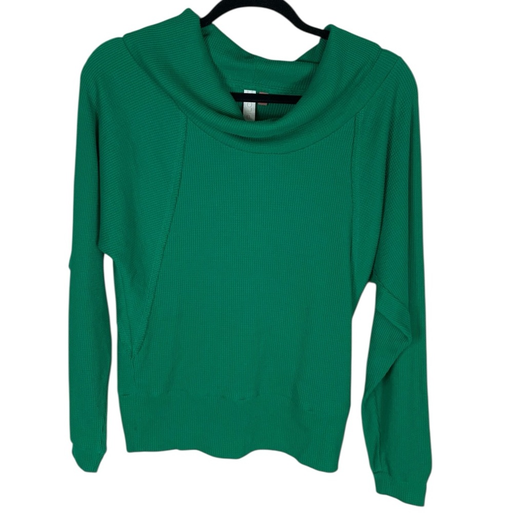 LAST CHANCE! Pilcro Anthropologie Green Long Sleeve Cowl Neck Waffle Knit Top S